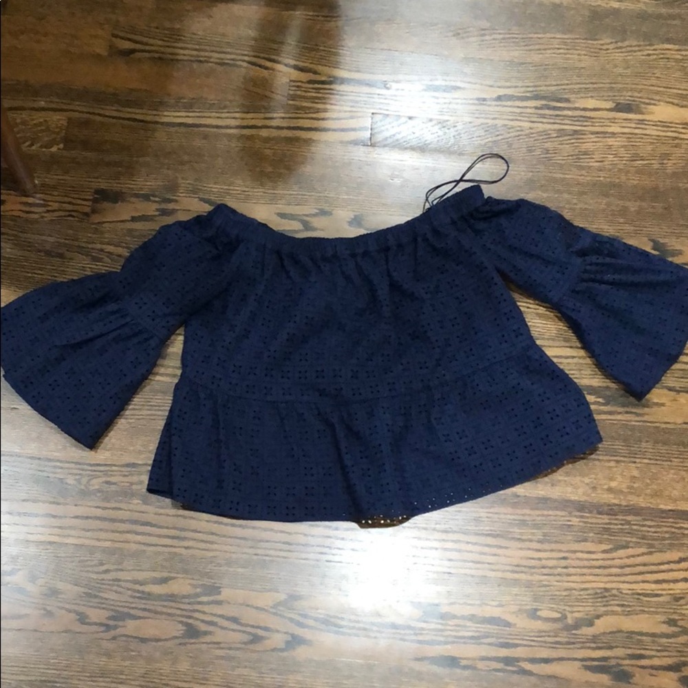 Eyelet off the shoulder top